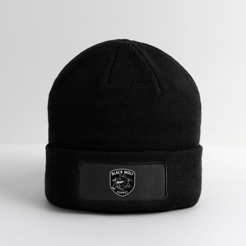 BLACK WOLF : ORIGINAL PATCH BEANIE - black