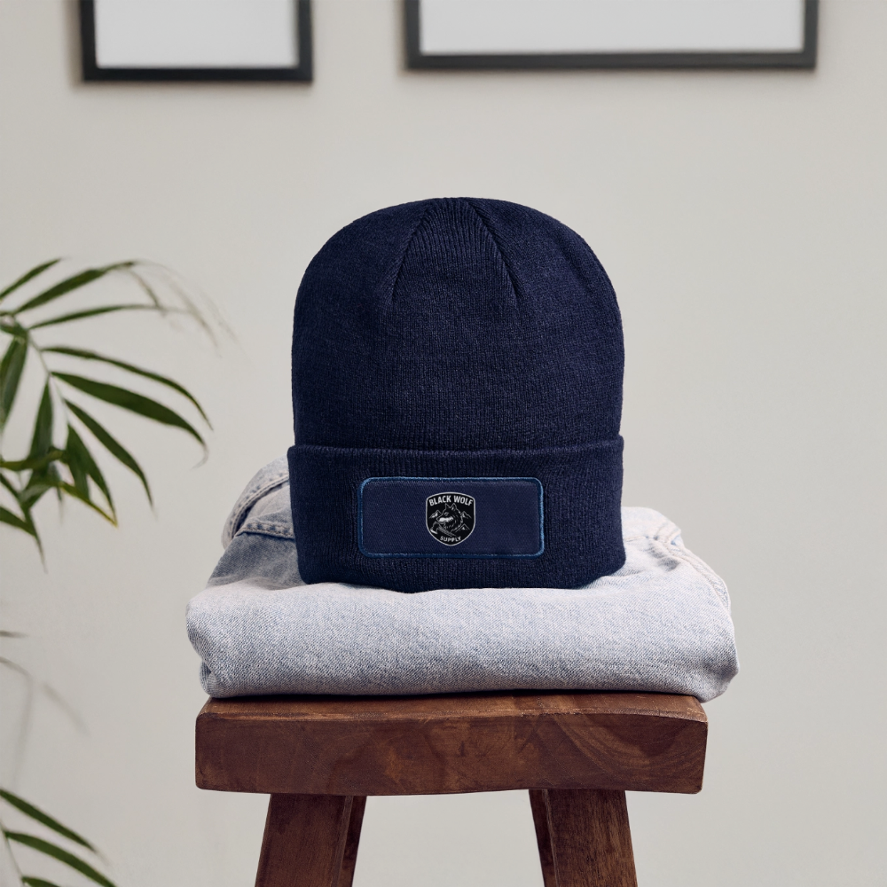 BLACK WOLF : ORIGINAL PATCH BEANIE - navy