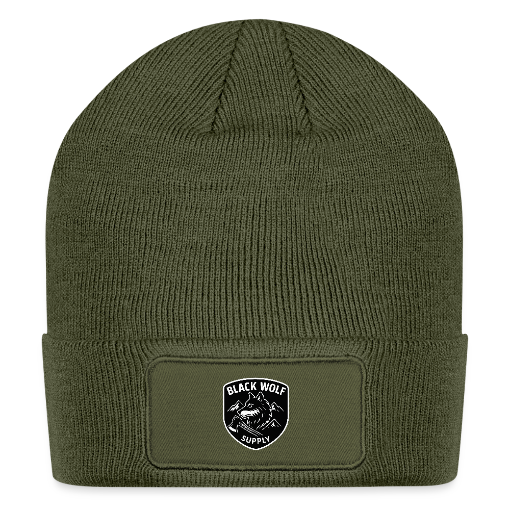 BLACK WOLF : ORIGINAL PATCH BEANIE - olive