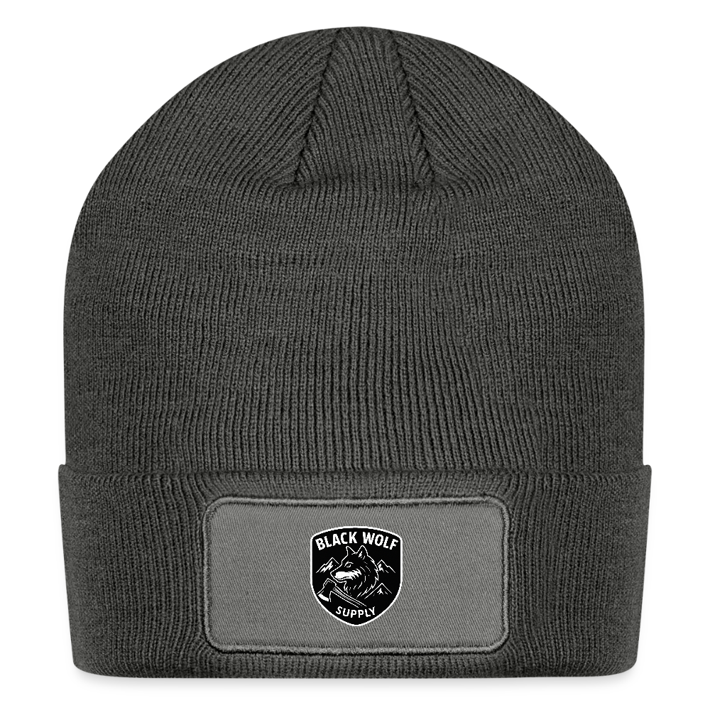 BLACK WOLF : ORIGINAL PATCH BEANIE - charcoal grey