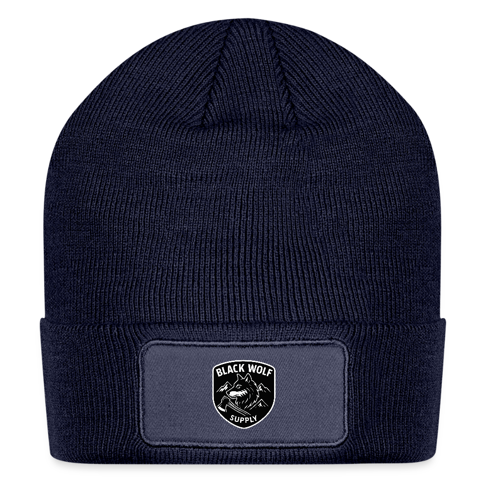 BLACK WOLF : ORIGINAL PATCH BEANIE - navy