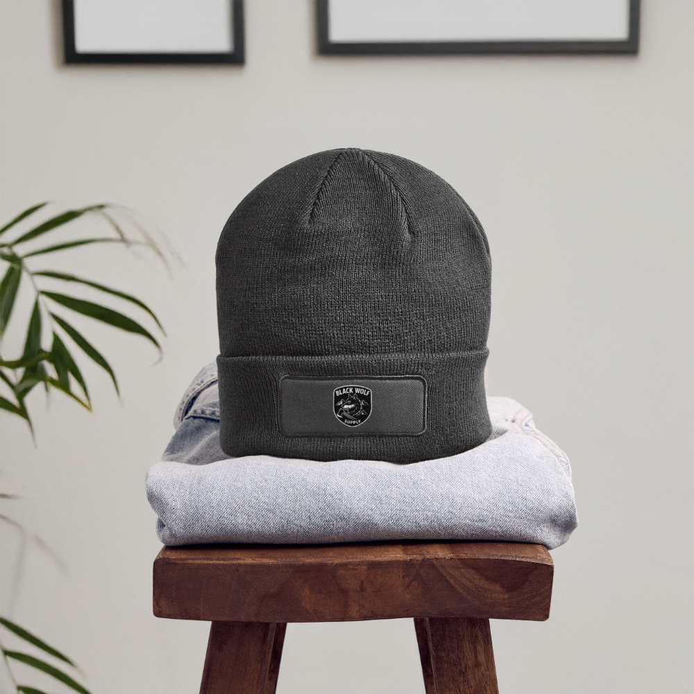 BLACK WOLF : ORIGINAL PATCH BEANIE - charcoal grey