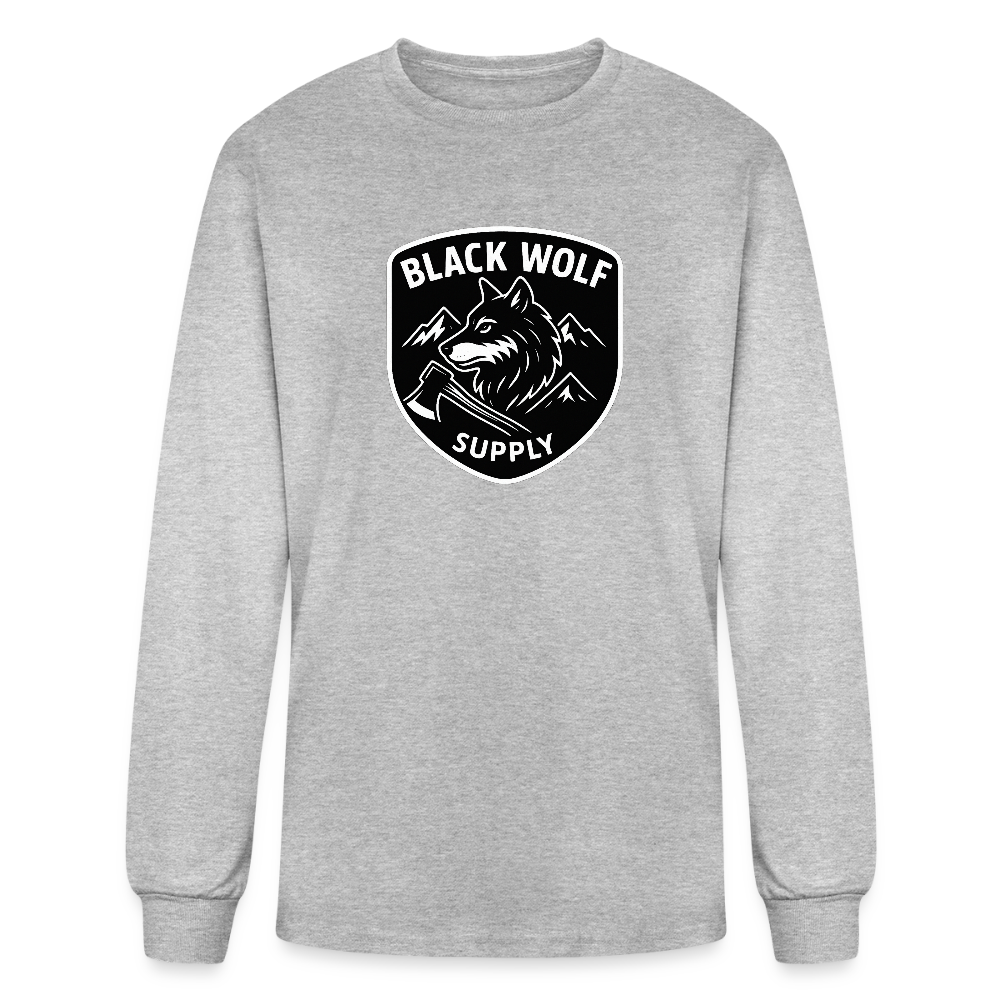 BLACK WOLF :  ORIGINAL LONG SLEEEVE - heather gray