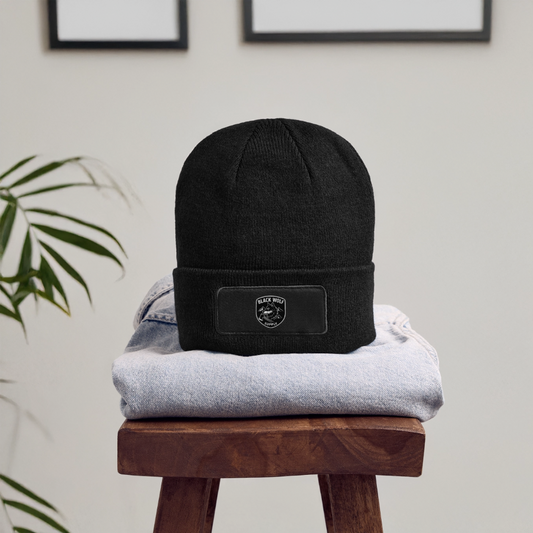BLACK WOLF : ORIGINAL PATCH BEANIE - black