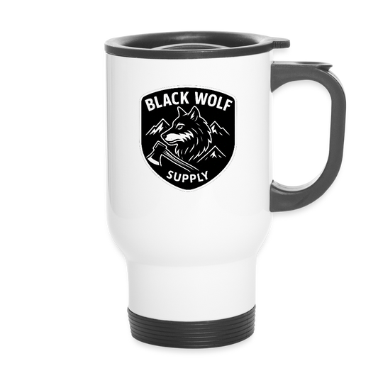 BLACK WOLF : ORIGINAL : TRAVEL MUG - white